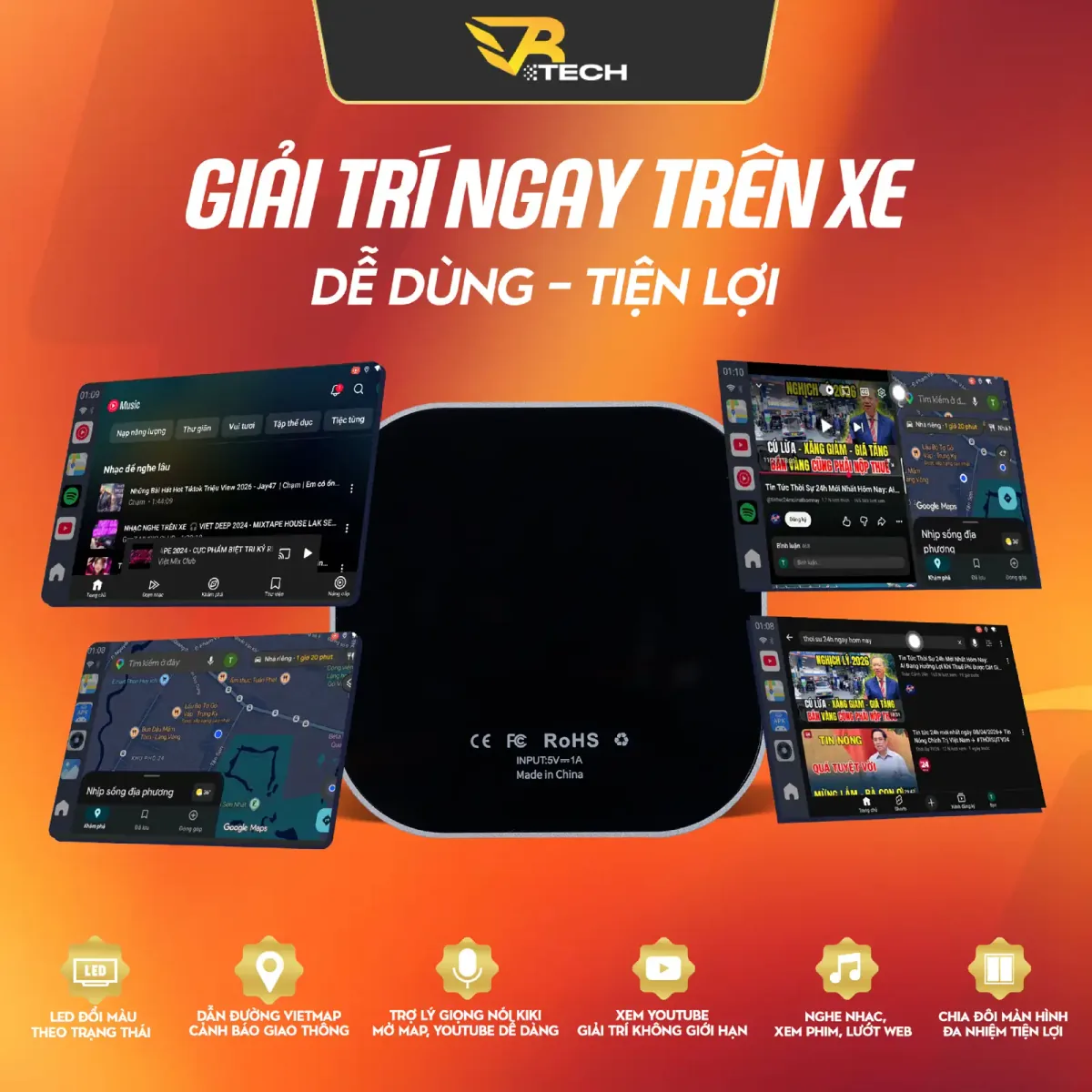 VRTECH Edition | Carlinkit TBOX S2A V2 2026 | Android Box Ô Tô | Chip Qualcomm 6115 | Apple CarPlay & Android Auto | Bảo hành 12 tháng - thumbnail 6